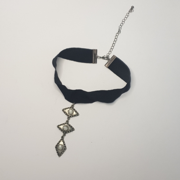 Long pendant adjustable choker boho black/grey - Picture 14 of 14